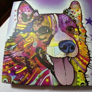 Dean Russo Colorful Corgi Art Canvas 12 1/2" x 10" ready for hanging